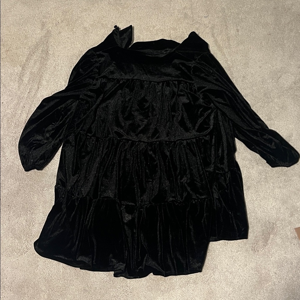 size large shein black velour button up blouse - Picture 2 of 4